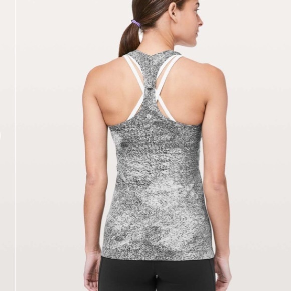 Lululemon Cool Racerback II Luon Spray Jacquard White Black - Picture 10 of 14